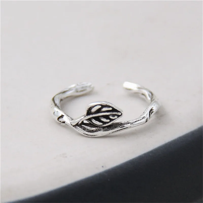 

JINSE 2017 Vintage Plant Vines Leaf Open Resizable Party Ring Fine Jewelry Retro Thailand 925 Sterling Silver Rings for Women
