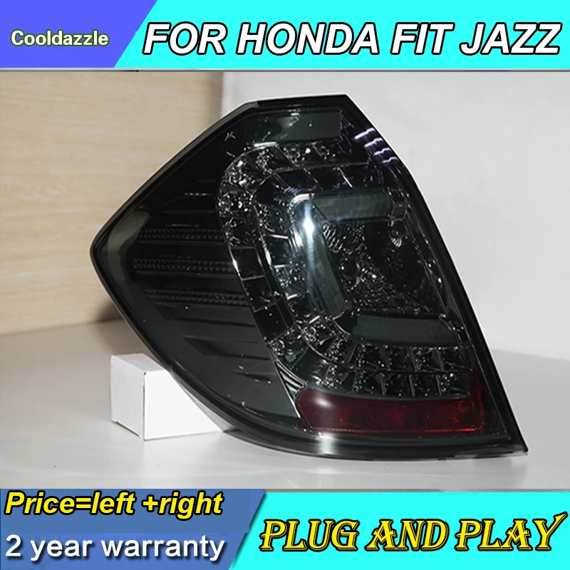 Для Honda Fit Jazz светодиодный задний фонарь Хэтчбек 2009 2010 2011 2012 год дымовые черные задние фонари задний фонарь стояночный сигнал поворота