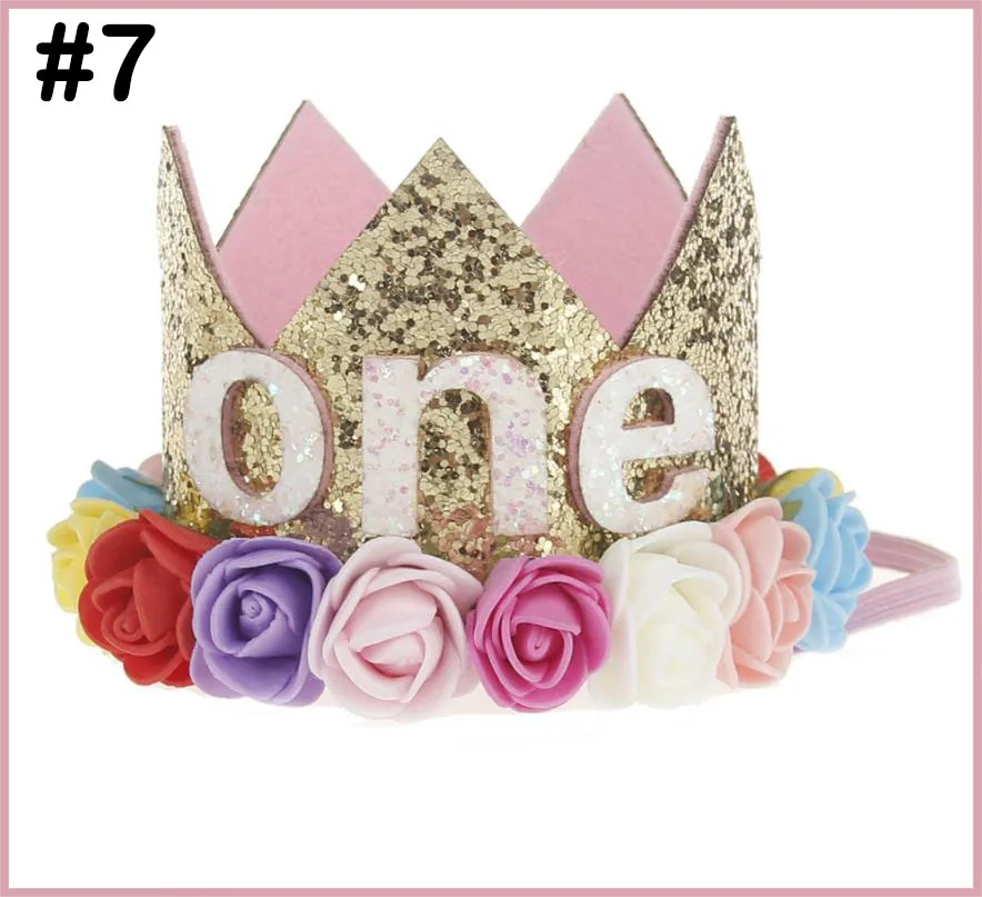 

free shipping 5pcs Girl Boy One 1 2 3 4 5 6 7 8 9 Years Old Birthday Hat Crown Headbands Birthday Party Decoration