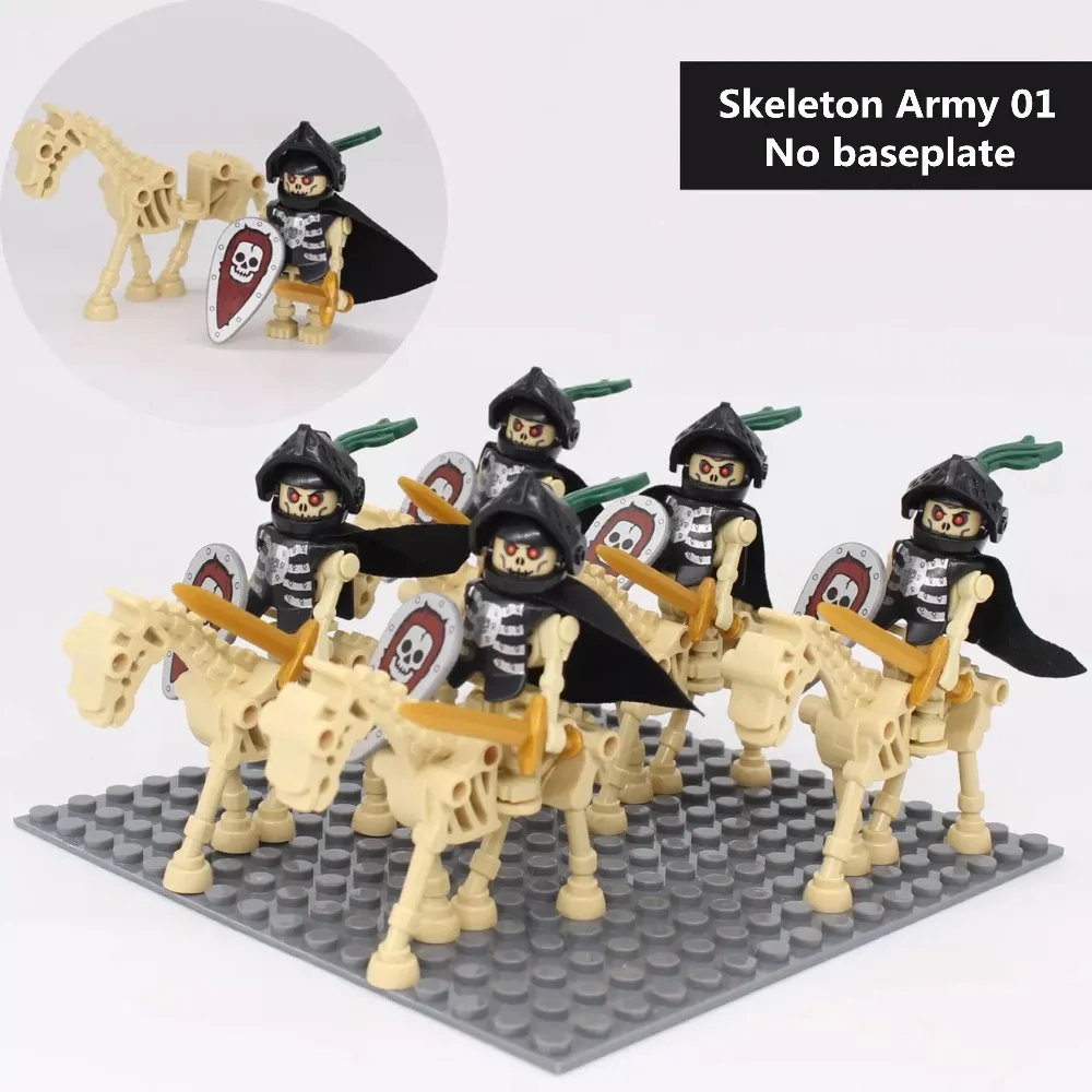 6 style Skeleton Army Building block figures starwarsI no baseplate Educational Anime Compatible With Legoe Baseplate for gift