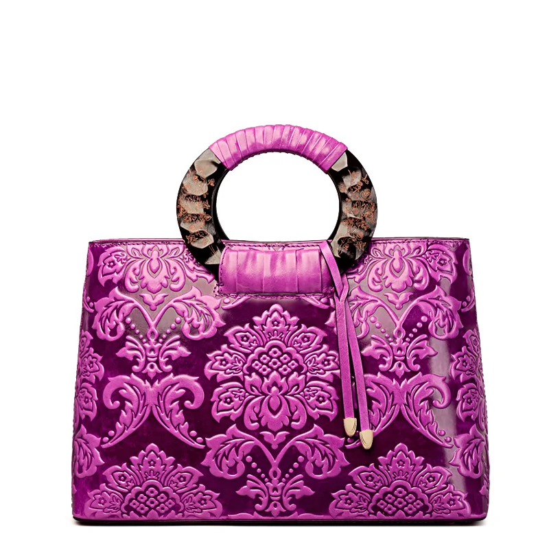 

Embossed Cowhide Leather women's genuine leather handbags National design women's messenger handbags