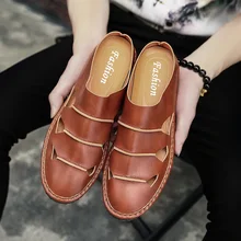 Мужская обувь из натуральной кожи; удобная обувь; тапочки; сандалии; большие размеры 38-47; DD040