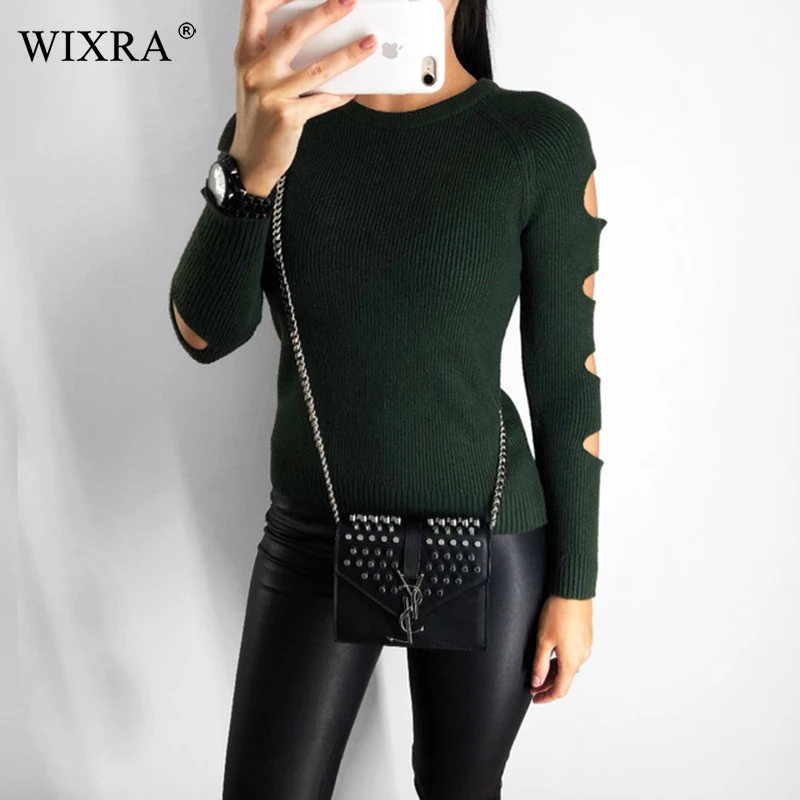 Wixra осенне-зимние популярные трендовые женские свитера и пуловеры с вырезами