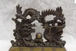 8 "Китайский Бронзовый Фэншуй Богатство Талисман Благоприятный Fly Dragon Статуя Феникса