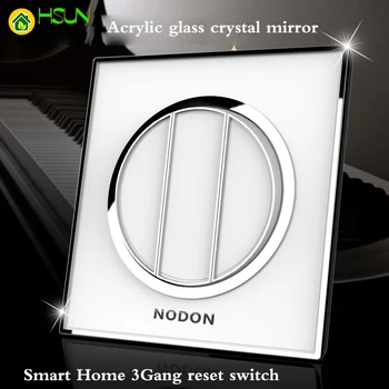 

Acrylic glass crystal mirror switch panel smart home 3Gang reset switch