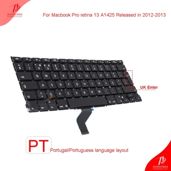 

Original new Laptop Built-in Keyboard for Macbook pro retina 13inch A1425 Late2012 Early2013 PT Portugal Portuguess replacement