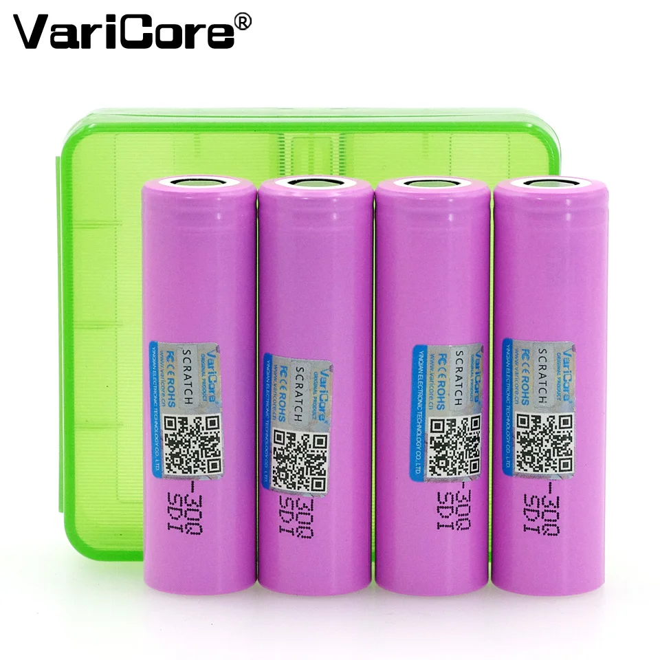 

4 things. varicore original for inr18650 30q rechargeable 3000 mAh lithium battery works rechargeable battery+storage BO
