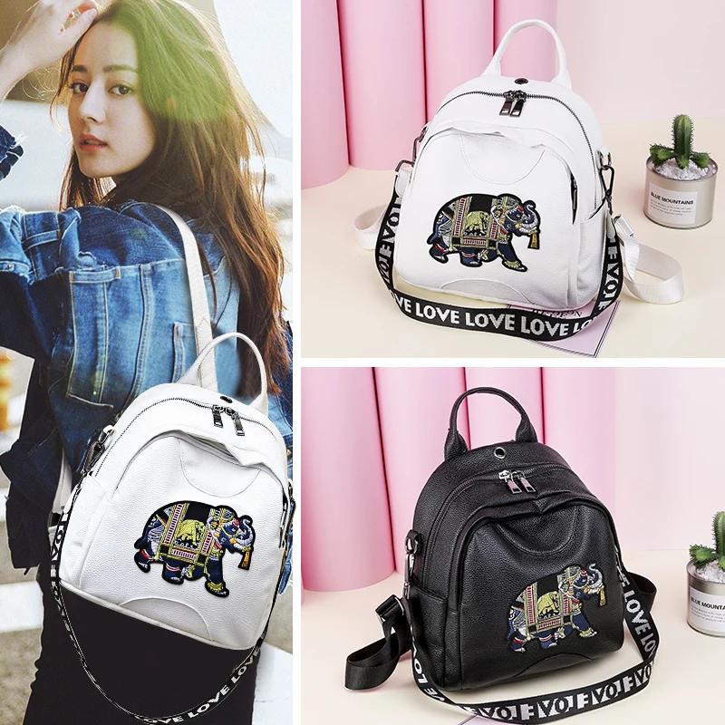  2018 new fashion elephant backpack leather high quality school bag shoulder bag for youth bags leat - 32886310498