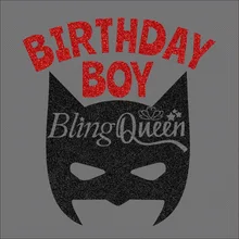 BlingQueen 12 шт./лот на заказ Корейский Блеск HTV винил Hot Fix передачи день рождения мальчик Бэтмен дизайн, поставляется в 2 шт