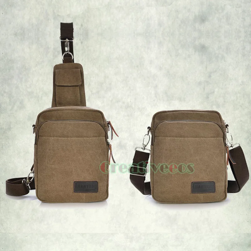 

Men's Casual Canvas Sling Chest Bag Travel Riding Hiking Motorcycle Cross Body Messenger Single Shoulder Unbalance Back Pouch