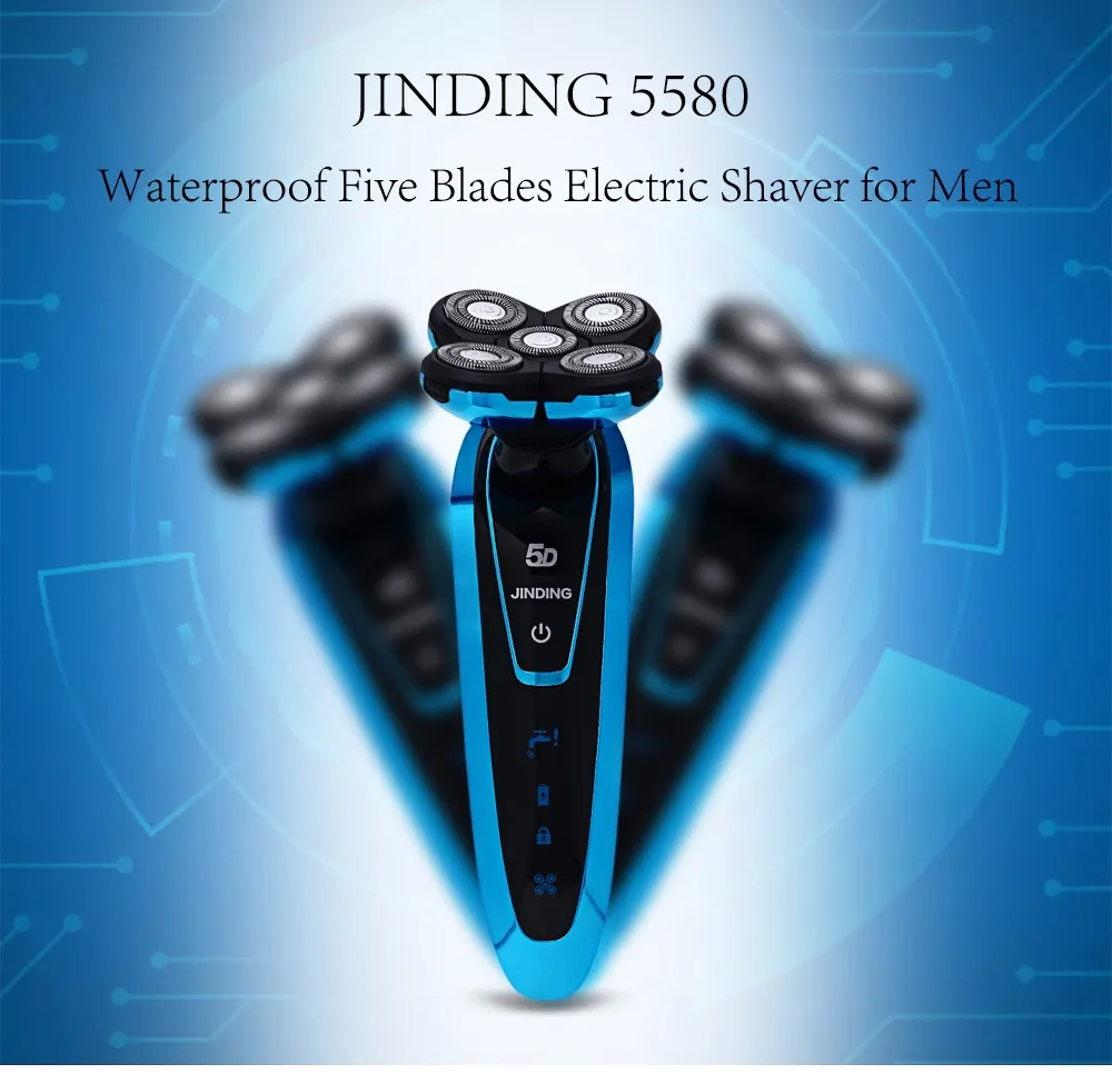 JINDING бритва с пятью лезвиями 5D бритвенный станок перезаряжаемая электробритва Водонепроницаемая электрическая бритва для бороды для мужчин уход за лицом