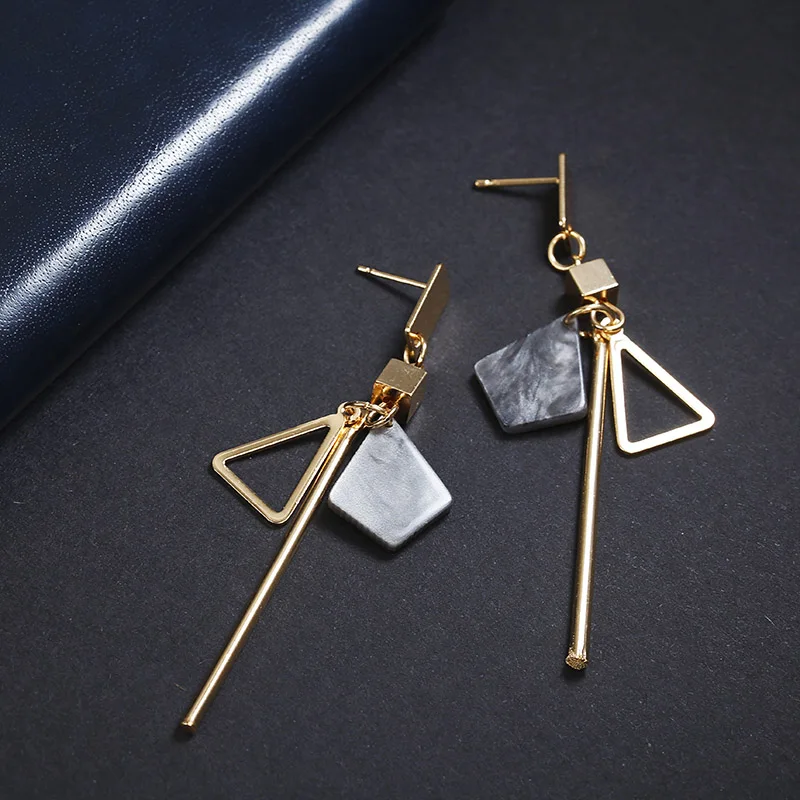 Простые ассиметричные серьги для женщин, акриловые серьги, Золотые круглые квадратные геометрические серьги в Корейском стиле, модные серьги - Окраска металла: ez78hui