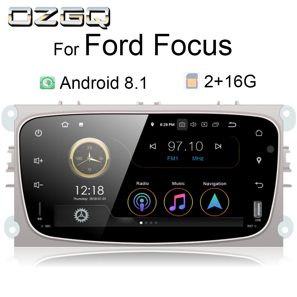 

OZGQ Radio Android 8.1 9.0 System PX30 9'' IPS Screen Auto Multimedia GPS For 2008-2011 FORD Focus Mondeo S-MAX C-MAX Galaxy
