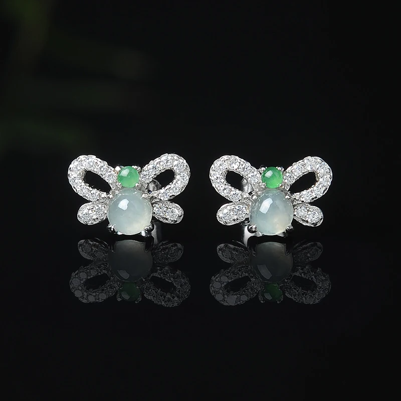 

Emerald bee earrings green female models antique earrings 925 silver retro temperament earrings fairy personality earrings