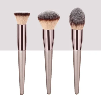 

champagne makeup brushes flame tapered shape foundation powder flat head eyeshadow eyebrow cosmetic brush tool maquiagem