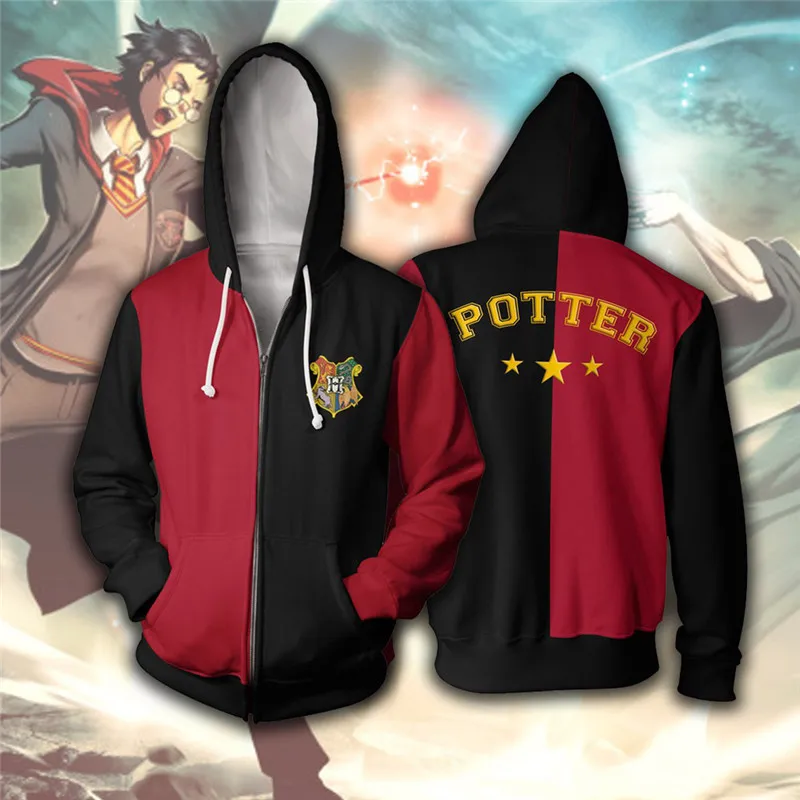 Wizardry Ravenclaw Gryffindor Hufflepuff Slytherin 3D худи с принтом Харадзюку уличная мужская Толстовка Унисекс Мужская одежда