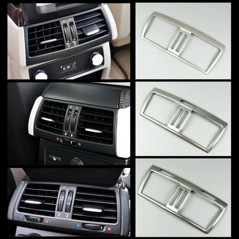 

Stainless Steel Armrest Rear Air Conditioner Outlet Frame Decorative Cover Interior Air Vents Sticker Trim For BMW X5 E70 X6 E71
