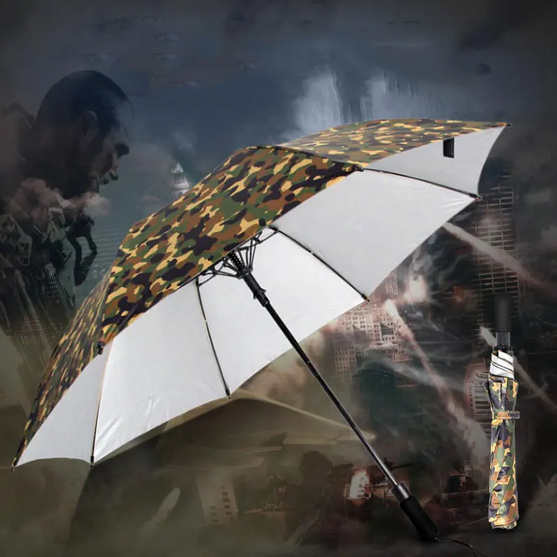 Camouflage Outdoor Semi Automatic Umbrellas Rain Man Sun Parasol Navy