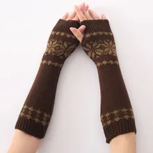 Женские перчатки высокого качества Стильные теплые зимние перчатки ручной работы женские вязаные искусственные шерстяные варежки без пальцев Hx08