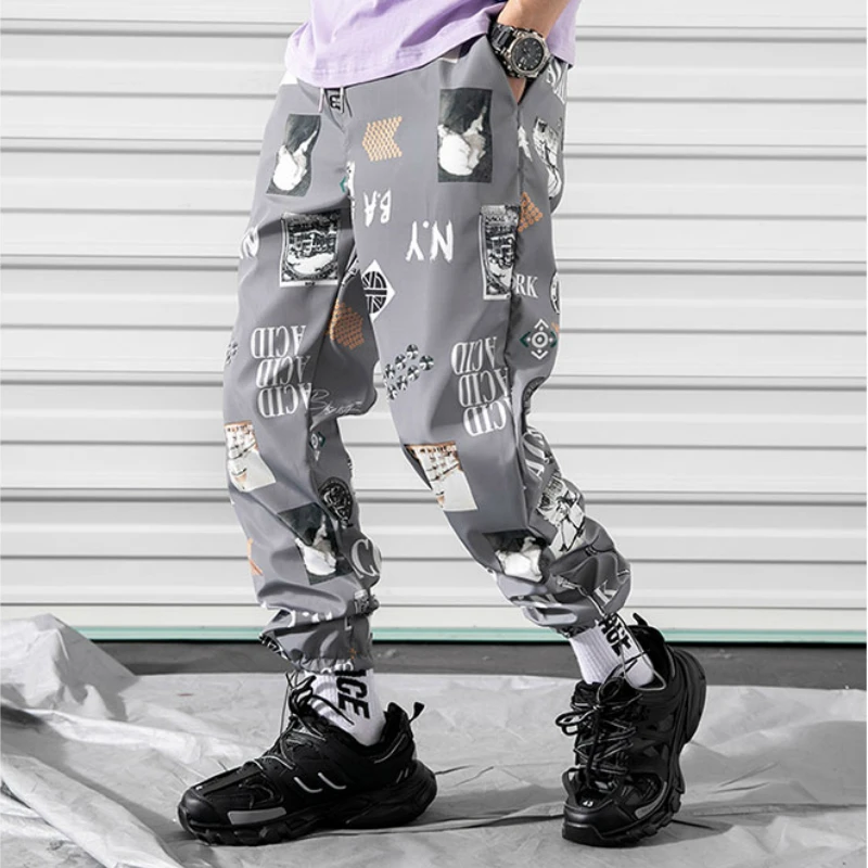 2019 Hip Hop Sweatpants Male Harajuku Vintage Fashions Pants Man Print Streetwear Joggers Plus Size Joggingbroek Mannen Casual
