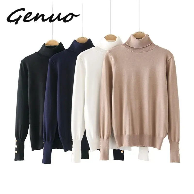 

High Quality Turtleneck Sweater Women Winter thick Pullover Solid Knitted Sweater Tops for Women Autumn Female oversized Sweater
