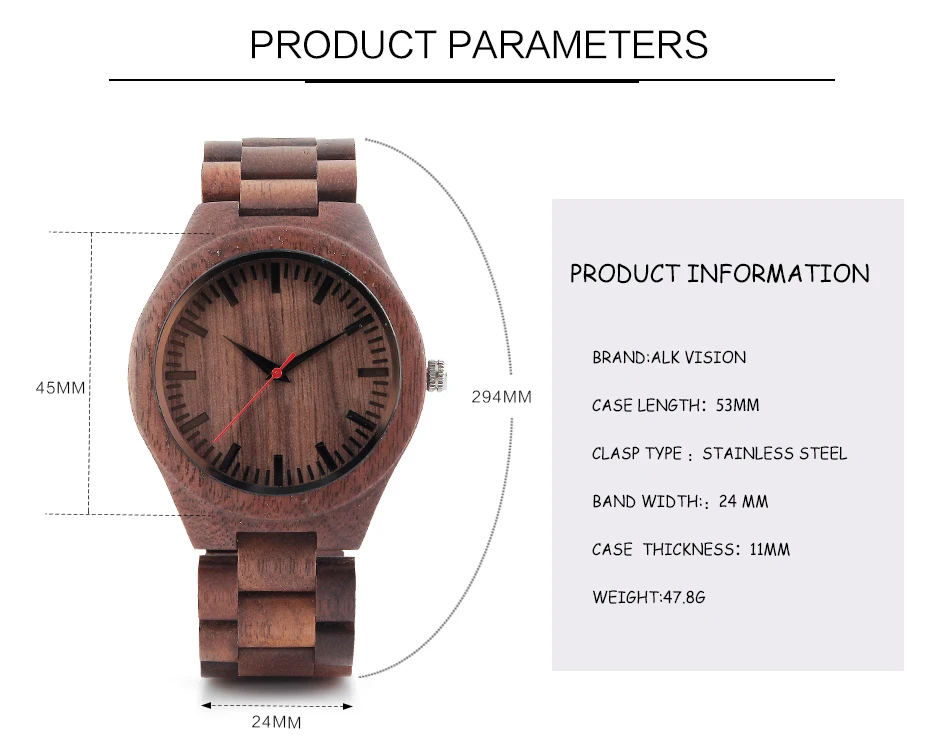 Мужские часы из орехового дерева, повседневные кварцевые наручные часы, полностью из натурального дерева, мужские часы, модные мужские наручные часы с браслетом