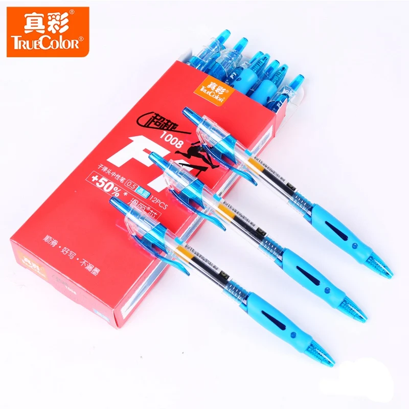 

TrueColor 12pcs/lot 0.5mm Gel Pens Red Black Blue High Quality Supplement School Office Stationery for Students and Children
