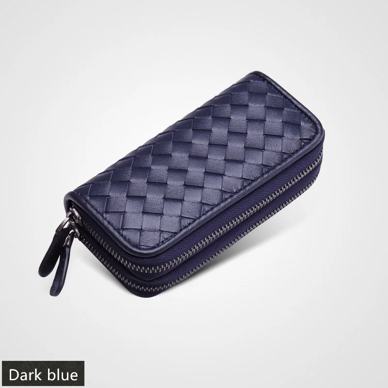 Роскошные Сумки Для женщин кожаные сумки дизайнер овчины тканые брелок для ключей высокое качество Ёмкость ключницы Кредитная карта ID - Цвет: Dark blue