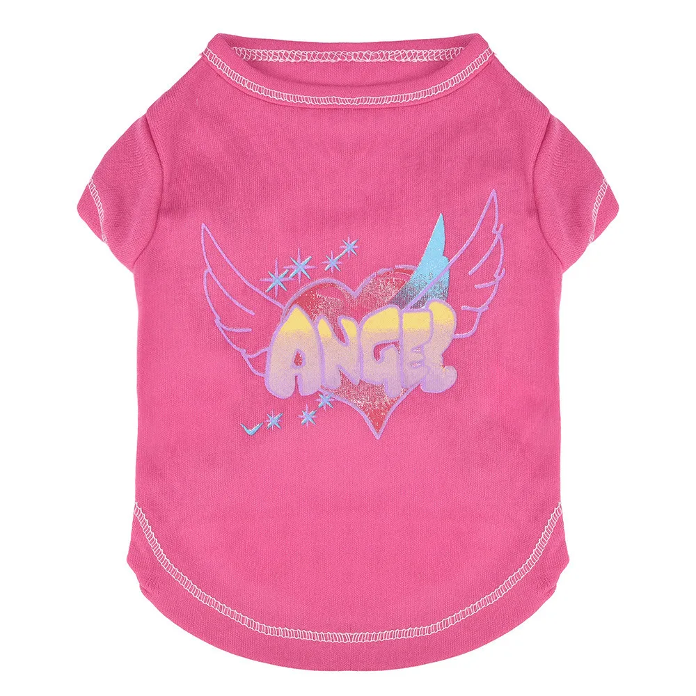 Pet Cloth Dog Tshirt Solid Pink Dogs Costume Spring Summer Cotton