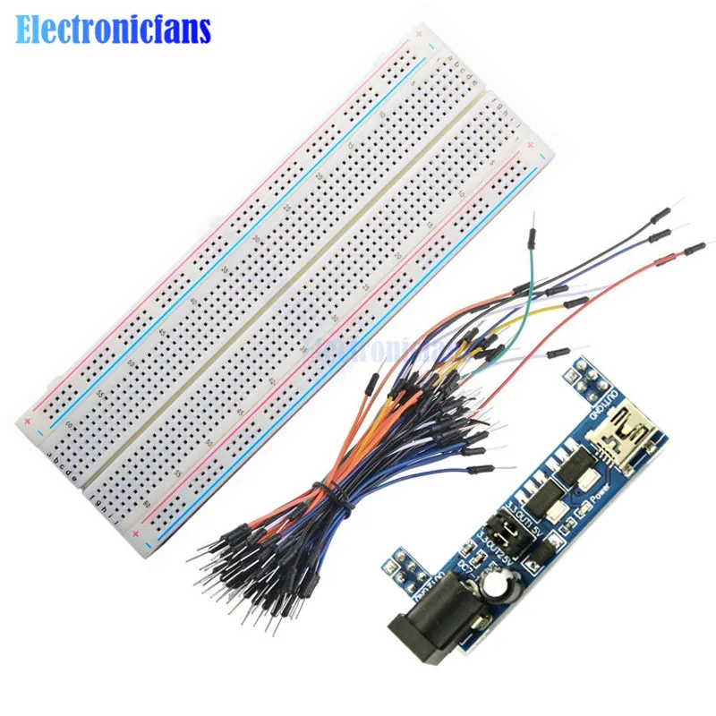 

MB102 Power Supply Module 3.3V 5V+MB102 Breadboard 830 Point+Jumper cables