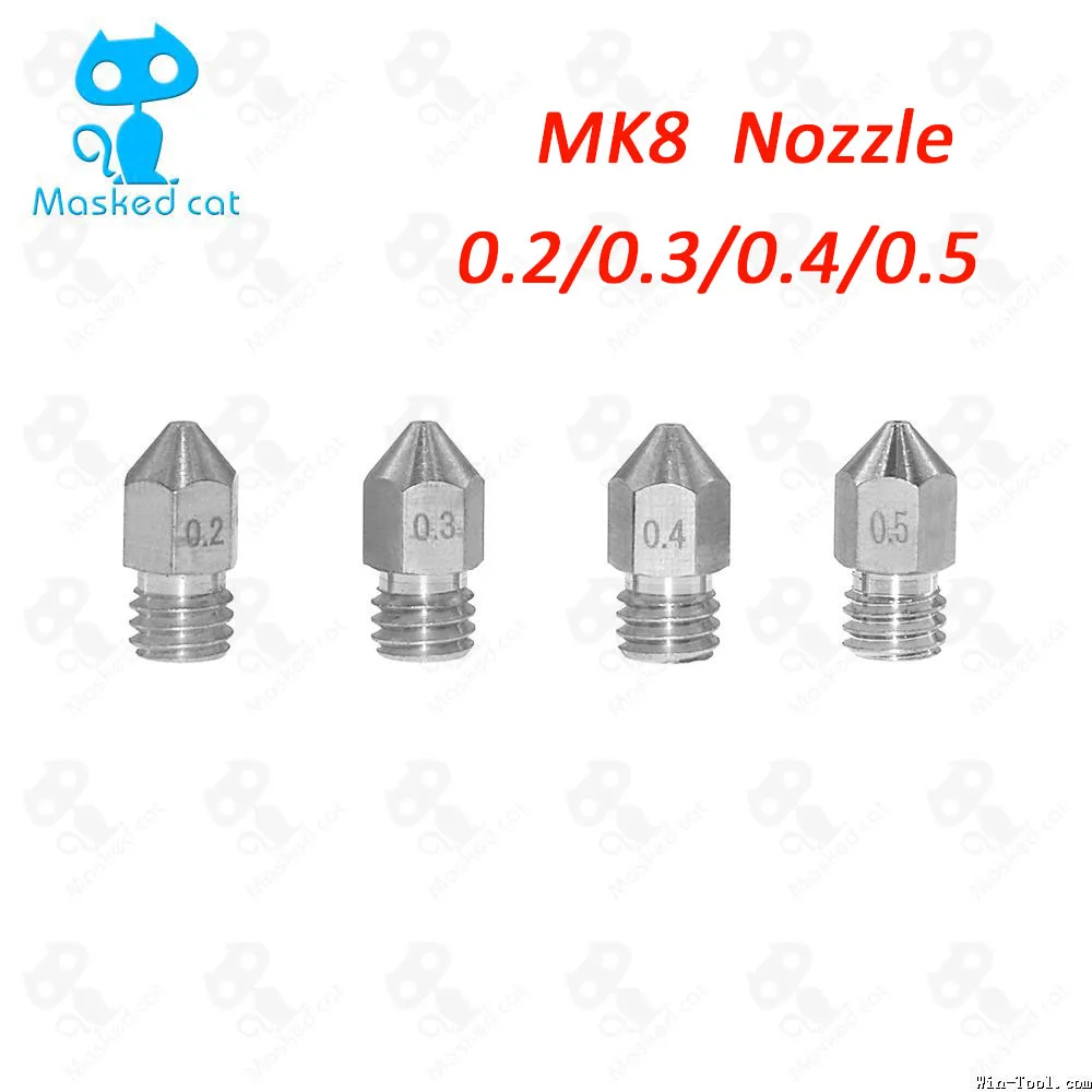 

10PCS MK8 Nozzle Stainless Steel 0.2/0.3/0.4/0.5mm MK8 Extruder For 1.75m Filament Reprap For 3D Printer