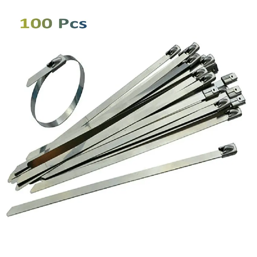 Stainless Steel Zip Ties Straps Fits Moto Motorcycle Exhaust Header Wrap 100 Pcs 4.6mm*100mmin