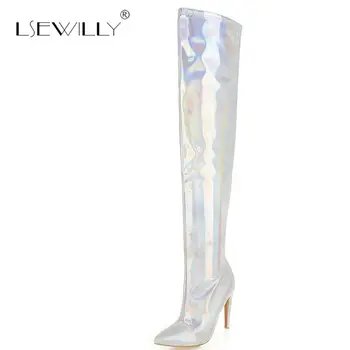 

Lsewilly Sexy autumn winter boots women super thin high heels over-the-knee high boots patent leather thigh high boots woman