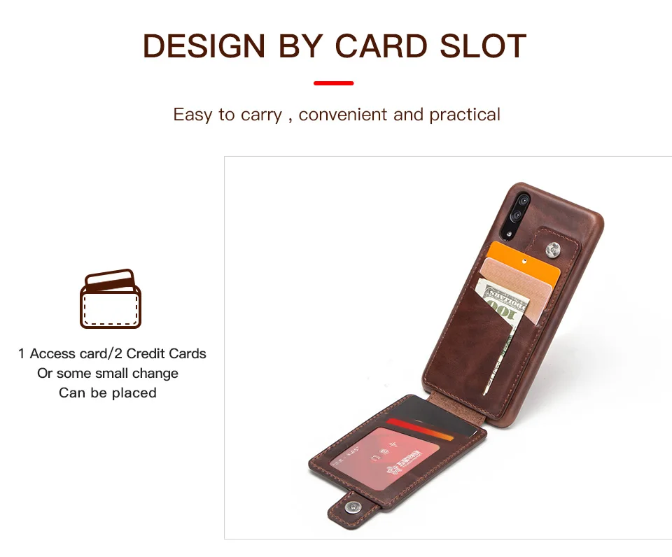 Вертикальный Магнитный Флип-держатель для карт, кожаный чехол для huawei P20, Ретро Бизнес-чехол для huawei P20, сумка для телефона, чехол-кошелек