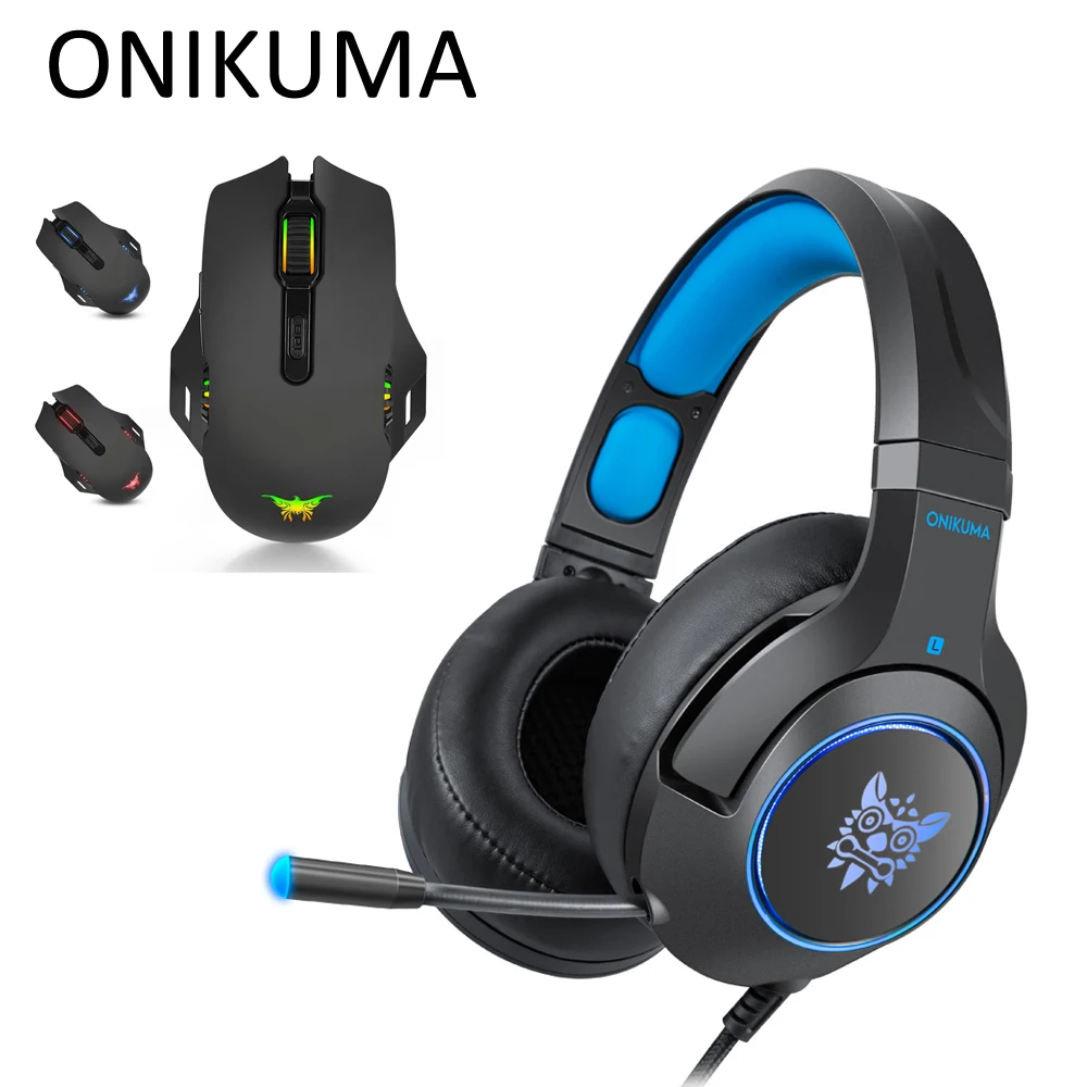 Игровые наушники ONIKUMA K9 Casque PS4 игровая стереосистема ПК гарнитура с микрофоном+ Pro проводная, USB, игровая мышь