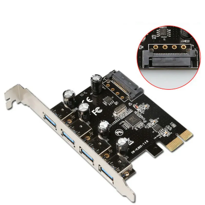Gran Fuente de alimentación doble Q 4 puertos usb 3,0 PCIE riser Combo tarjeta pci-e pci express añadir en tarjeta Gran Fuente de alimentación doble Q 4 puertos usb 3,0 PCIE riser Combo tarjeta pci-e pci express añadir en tarjeta