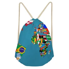 ThiKin 3D карты печатные мешки с кулиской Индивидуальные женские мужские повседневные большие рюкзаки для хранения женские мягкие сумки для студентов