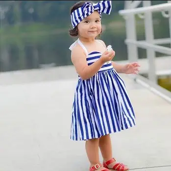 

Dresses 2016 New Children Girl Kids Toddler Baby Princess Party Striped Headband Blue Tulle Ball Tutu Dress Girl 1 2 3 4 5Y