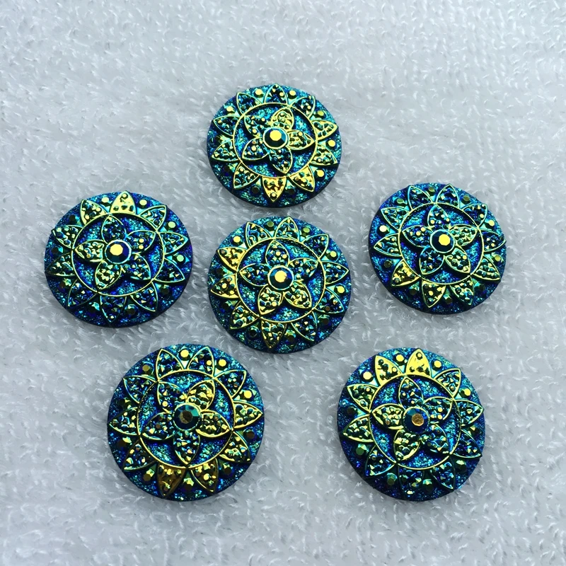 

12PCS AB Resin Round Flowers Rhinestone stones crystals flatback crafts Clothing Accessories -E347