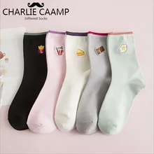 Женские носки осень зима хлопок мультфильм еда вышитая трубка носки дамы личности случайные дикие Дышащие носки B124