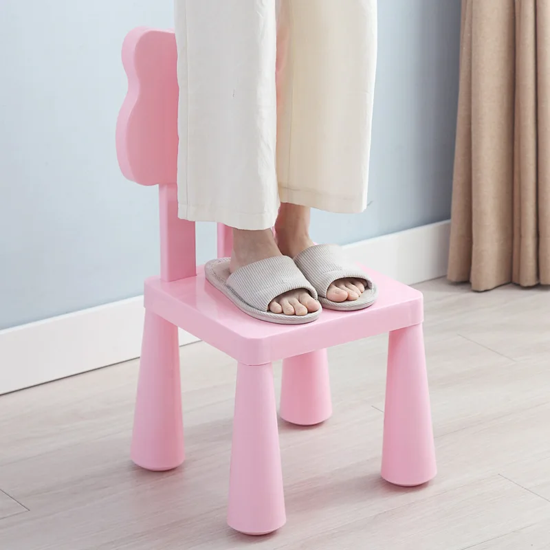 Children Plastic Chair Kindergarten Combined Chair Baby Safe Plastic Back Kids Furniture Pink