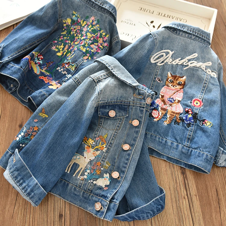 

Spring Autumn Children Embroidery Outerwear Jackets for Girls Denim Jackets Kids Jeans Jackets for Girls Denim Coats Outerwear