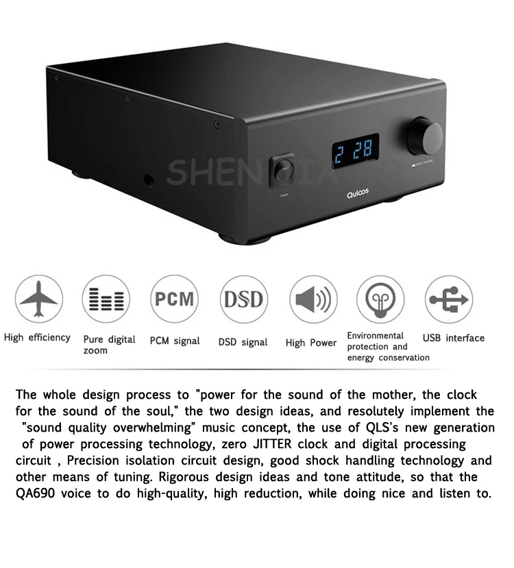 QA690 профессиональный высококачественный цифровой усилитель Hi-Fi DSD 24/192 Бесплатная декодирования модуль USB 2-16 Ом 1 шт