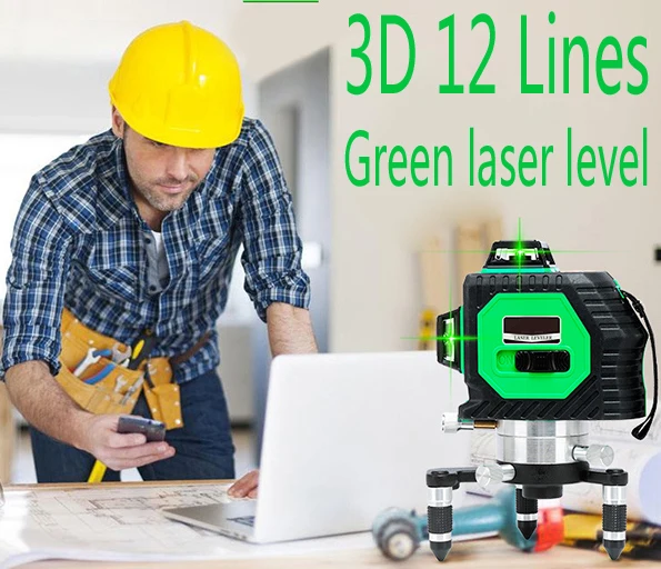 

3D green Laser Level with Slash Function and 360 Rotary Self Leveling/Outdoor Laser Beam Cross Line Level EU Lazer Level