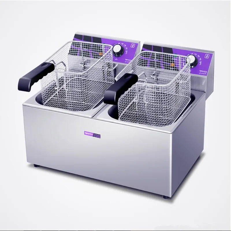 

220V/3.25KW Commercial Deep Electric Fryer 24L Double Cylinder/12L Single Cylinder French Fries Fried Chicken With Timer