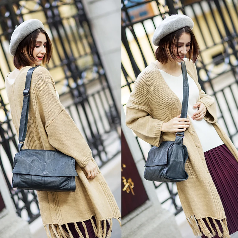 Новинка 2018 зимняя однотонная женская сумка через плечо с внутренним отделением