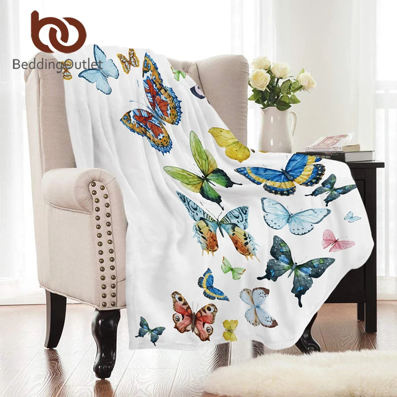 

BeddingOutlet Flying Butterflies Flannel Blanket Butterfly Coral Fleece Blanket for Beds Warm Sheets Colorful Throw Travel Manta