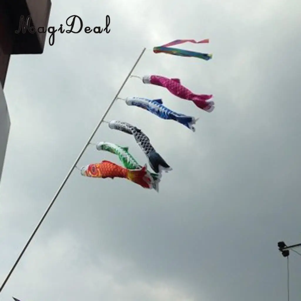 MagiDeal 50cm Rainbow Windsock Carp Flag Koi Nobori Wind Streamer Hanging Kite Party Garden Outdoor Decor Children Kids Toy