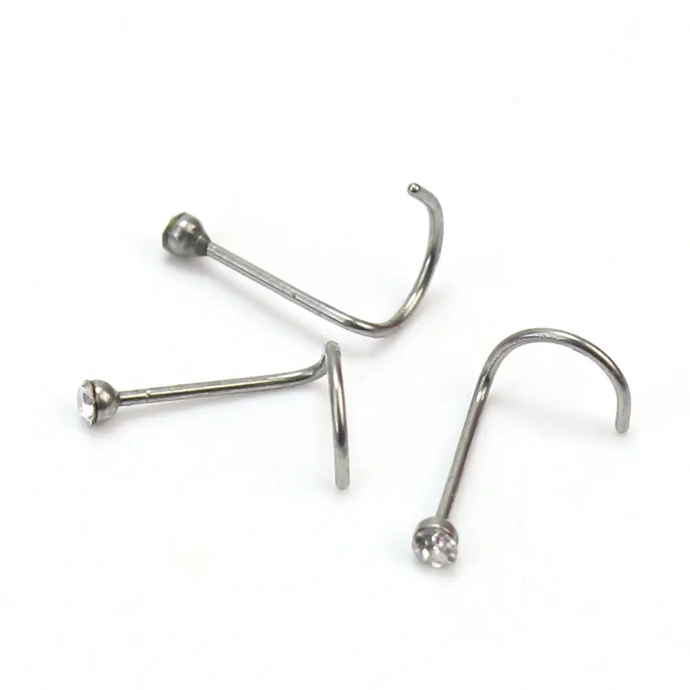 Buy 10 Stainless Rhinestone Twist Nose Rings Screw