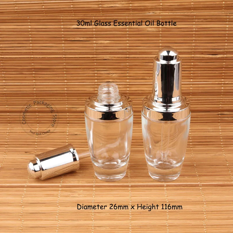 

5pcs/Lot 30ml Empty Glass Transparent Essential Oil Bottle with Dropper 1OZ Women Makeup Tools Silver Lid Portable Travel